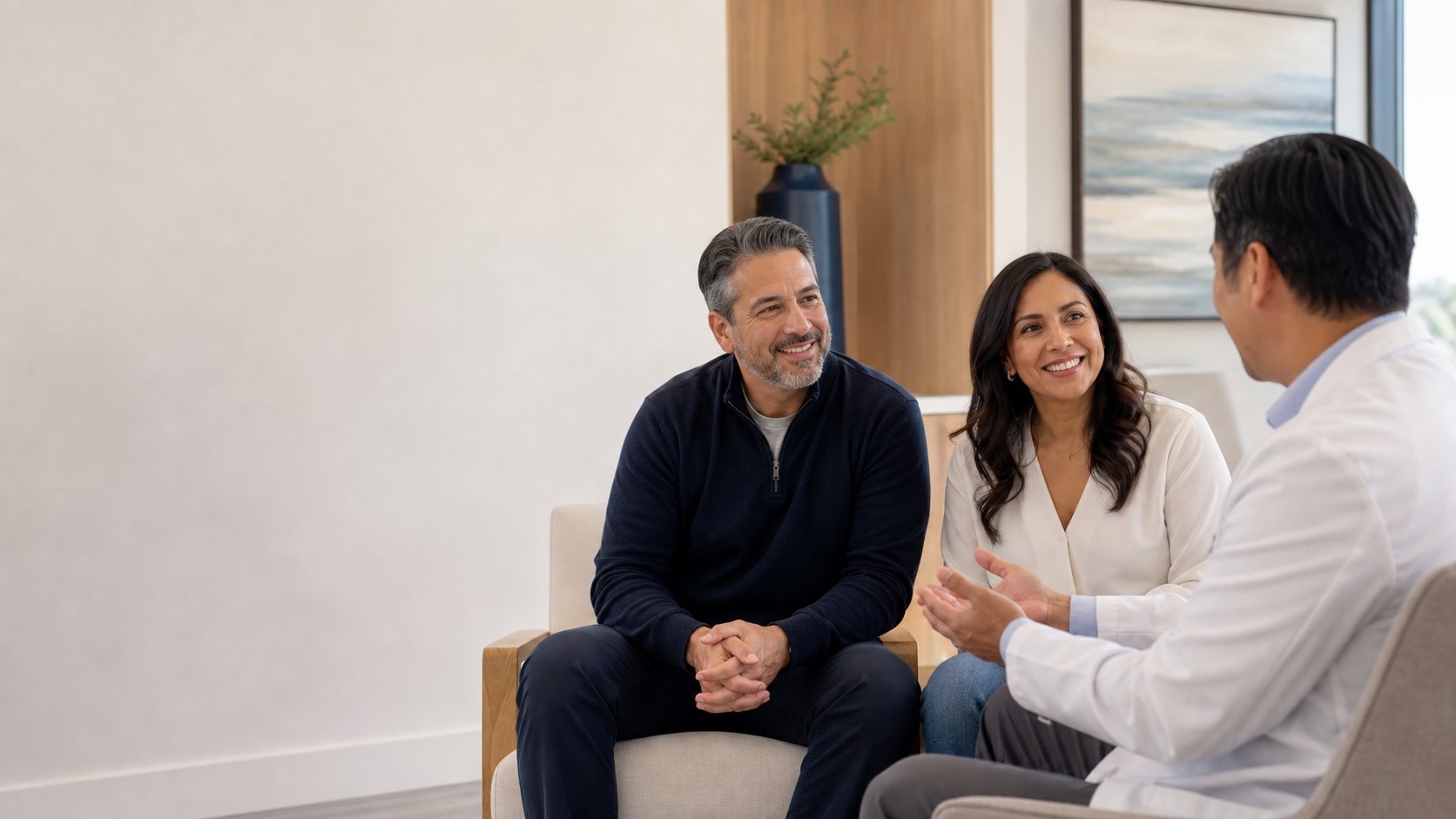 Patient consultation at a modern interventional radiology practice